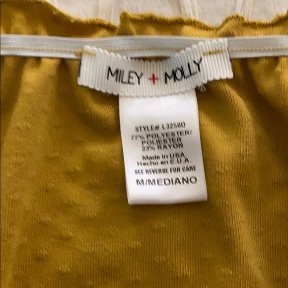 Miley+Molly Mustard Swiss Dot Off Shoulder Dress M - Picture 4 of 6